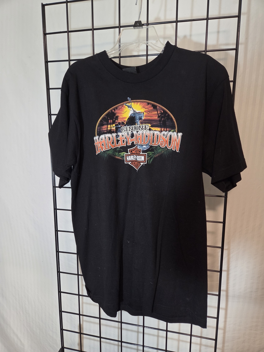 Harley-Davidson Black Tee with Sunset Graphic and Orange Logo